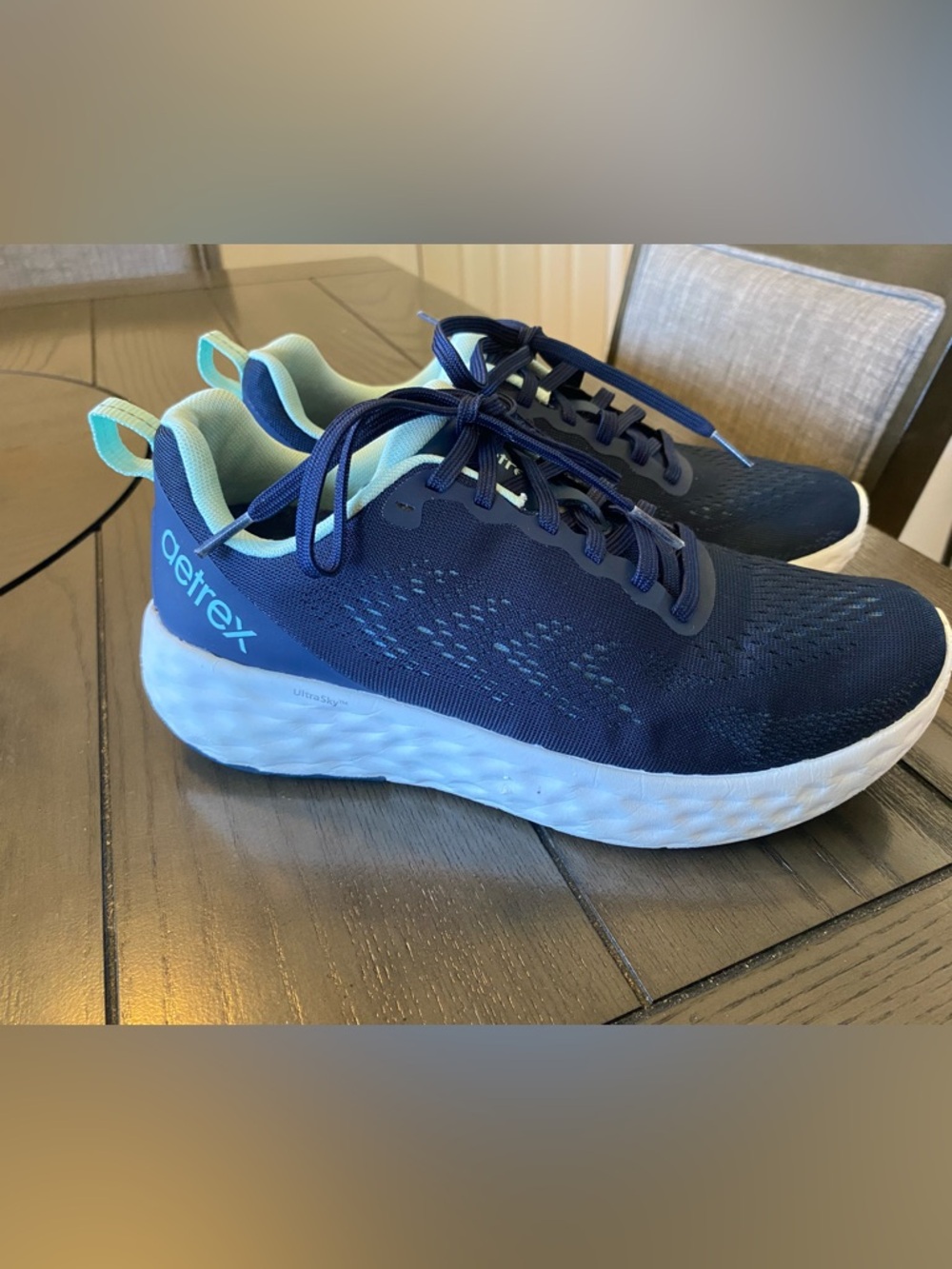 Aetrex Navy and Mint Women's Running Sneakers - Picture 2 of 3